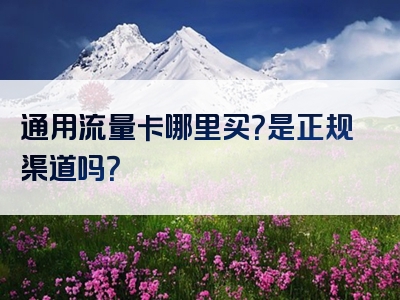 通用流量卡哪里买？是正规渠道吗？