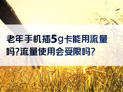老年手机插5g卡能用流量吗？流量使用会受限吗？