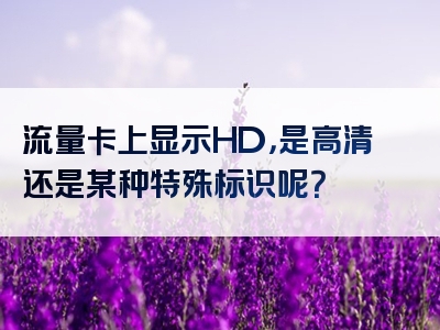 流量卡上显示HD，是高清还是某种特殊标识呢？
