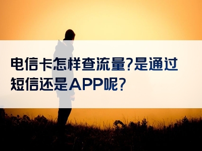 电信卡怎样查流量？是通过短信还是APP呢？