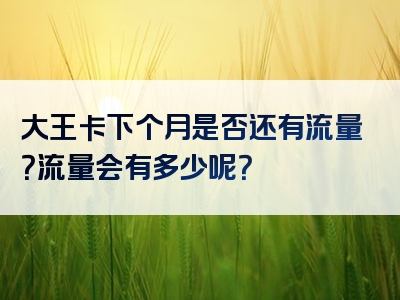 大王卡下个月是否还有流量？流量会有多少呢？