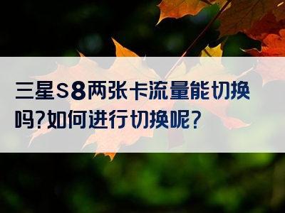 三星s8两张卡流量能切换吗？如何进行切换呢？