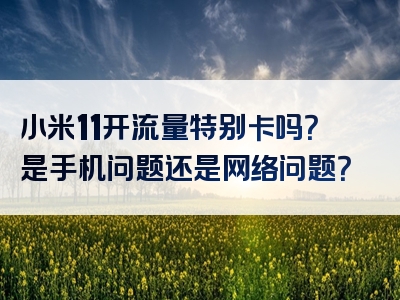 小米11开流量特别卡吗？是手机问题还是网络问题？