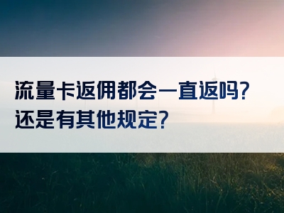 流量卡返佣都会一直返吗？还是有其他规定？