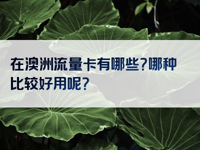 在澳洲流量卡有哪些？哪种比较好用呢？