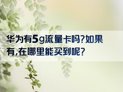 华为有5g流量卡吗？如果有，在哪里能买到呢？