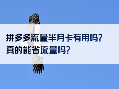 拼多多流量半月卡有用吗？真的能省流量吗？