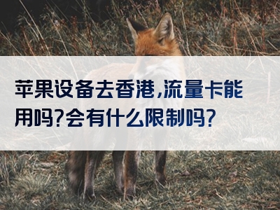 苹果设备去香港，流量卡能用吗？会有什么限制吗？
