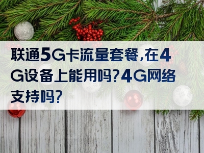 联通5G卡流量套餐，在4G设备上能用吗？4G网络支持吗？