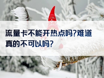 流量卡不能开热点吗？难道真的不可以吗？