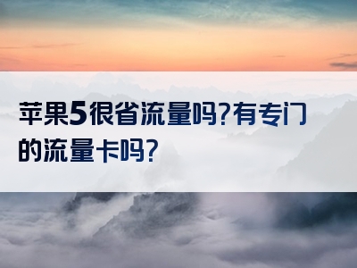 苹果5很省流量吗？有专门的流量卡吗？