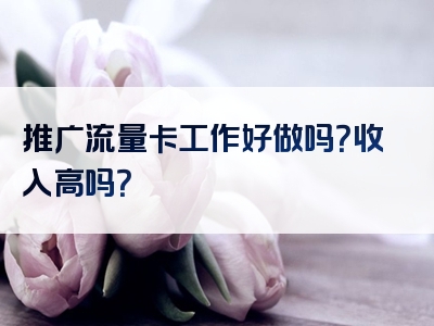 推广流量卡工作好做吗？收入高吗？