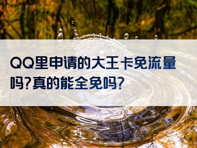 QQ里申请的大王卡免流量吗？真的能全免吗？