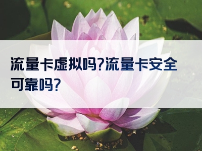 流量卡虚拟吗？流量卡安全可靠吗？