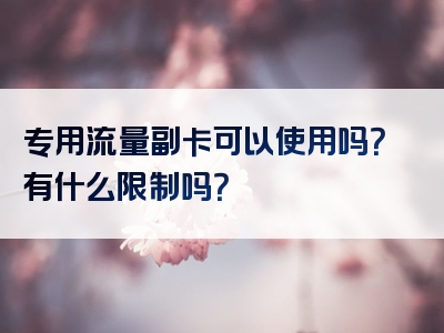 专用流量副卡可以使用吗？有什么限制吗？