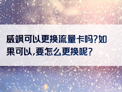 威飒可以更换流量卡吗？如果可以，要怎么更换呢？