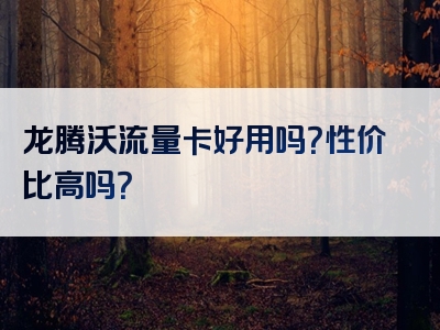 龙腾沃流量卡好用吗？性价比高吗？