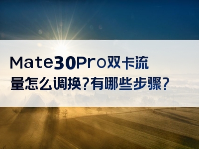Mate30Pro双卡流量怎么调换？有哪些步骤？