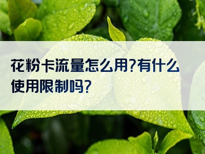 花粉卡流量怎么用？有什么使用限制吗？