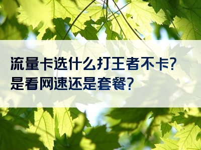流量卡选什么打王者不卡？是看网速还是套餐？