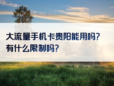大流量手机卡贵阳能用吗？有什么限制吗？
