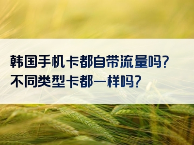 韩国手机卡都自带流量吗？不同类型卡都一样吗？