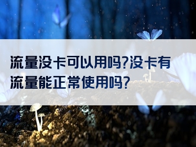 流量没卡可以用吗？没卡有流量能正常使用吗？