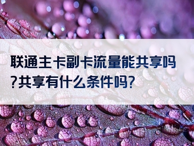 联通主卡副卡流量能共享吗？共享有什么条件吗？
