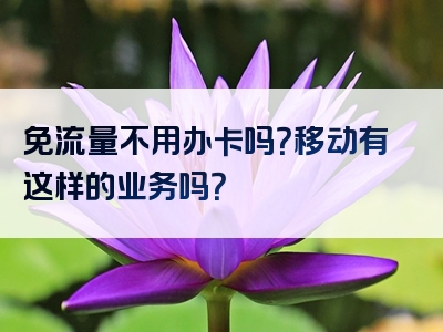 免流量不用办卡吗？移动有这样的业务吗？