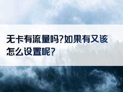 无卡有流量吗？如果有又该怎么设置呢？