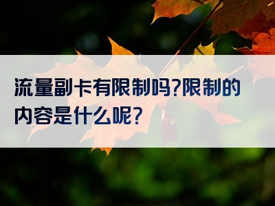流量副卡有限制吗？限制的内容是什么呢？