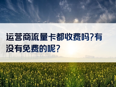 运营商流量卡都收费吗？有没有免费的呢？