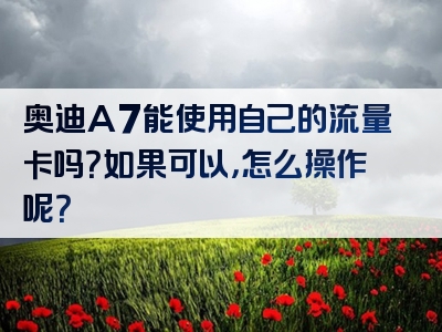 奥迪A7能使用自己的流量卡吗？如果可以，怎么操作呢？