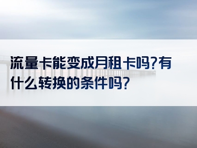 流量卡能变成月租卡吗？有什么转换的条件吗？