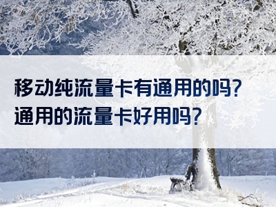移动纯流量卡有通用的吗？通用的流量卡好用吗？