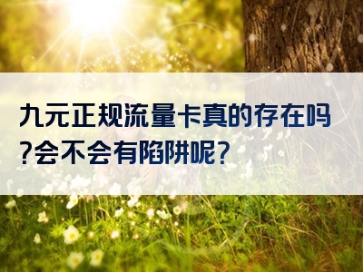 九元正规流量卡真的存在吗？会不会有陷阱呢？