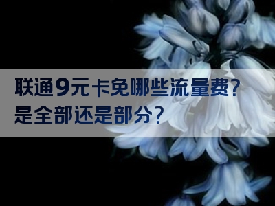 联通9元卡免哪些流量费？是全部还是部分？