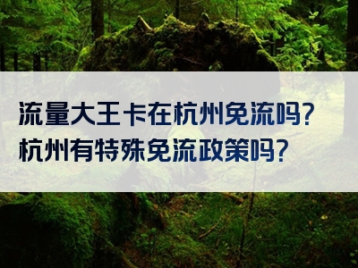 流量大王卡在杭州免流吗？杭州有特殊免流政策吗？