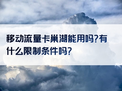 移动流量卡巢湖能用吗？有什么限制条件吗？