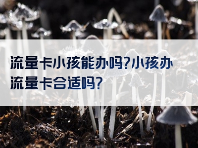 流量卡小孩能办吗？小孩办流量卡合适吗？