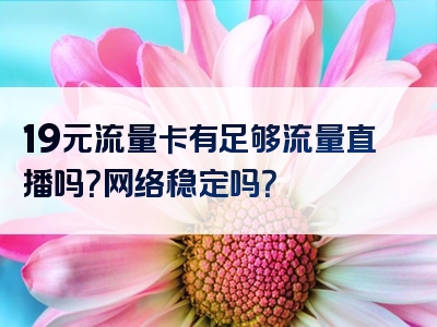 19元流量卡有足够流量直播吗？网络稳定吗？