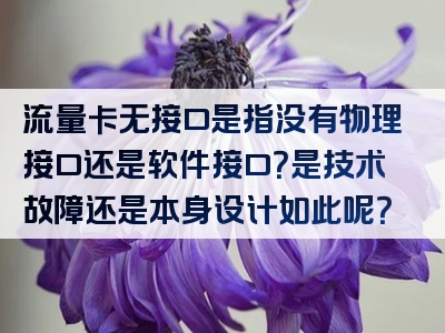 流量卡无接口是指没有物理接口还是软件接口？是技术故障还是本身设计如此呢？