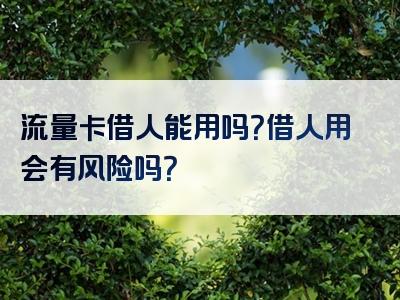 流量卡借人能用吗？借人用会有风险吗？