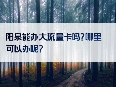 阳泉能办大流量卡吗？哪里可以办呢？