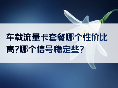 车载流量卡套餐哪个性价比高？哪个信号稳定些？