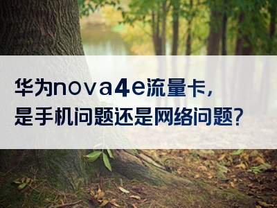 华为nova4e流量卡，是手机问题还是网络问题？