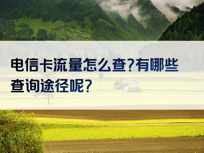 电信卡流量怎么查？有哪些查询途径呢？