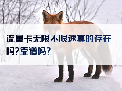 流量卡无限不限速真的存在吗？靠谱吗？