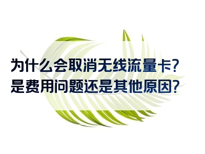 为什么会取消无线流量卡？是费用问题还是其他原因？