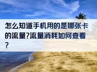怎么知道手机用的是哪张卡的流量？流量消耗如何查看？
